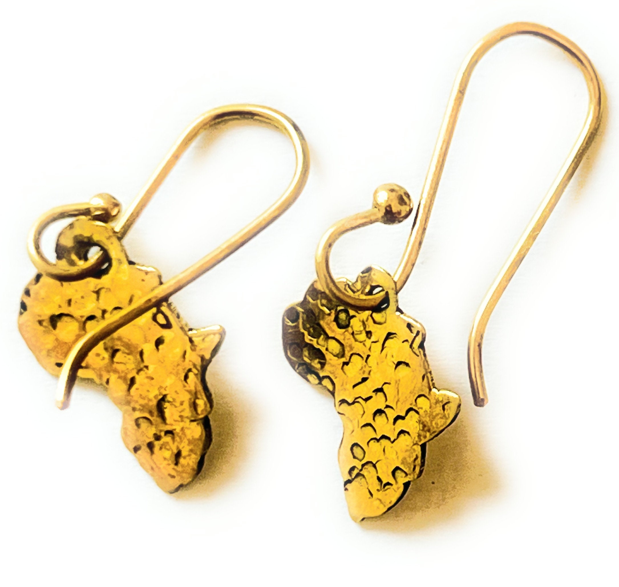Mini Africa Map Shape Brass Dangle Earrings african Jewellery Authentic