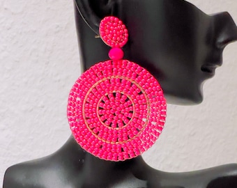 Beaded Round Drop Earrings for Women |African Jewellery | Authentic Kenyan Earrings|Maasai Earrings |Statement Piece |Gift for Her |Vacation