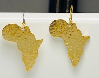 Small Africa Map Shape Brass Dangle Earrings |African Jewellery| Authentic Kenyan Earrings |Maasai Earrings |Statement Piece |Gift for Her