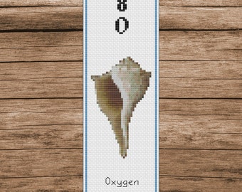 Oxygen Conch Shell Bookmark Cross Stitch Pattern: Periodic Table Design (PDF Download)