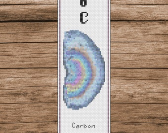Carbon Diesel Rainbow Bookmark Cross Stitch Pattern: Periodic Table Design (PDF Download)