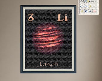 Lithium Brown Dwarf Cross Stitch Pattern: Periodic Table Design (PDF Download)