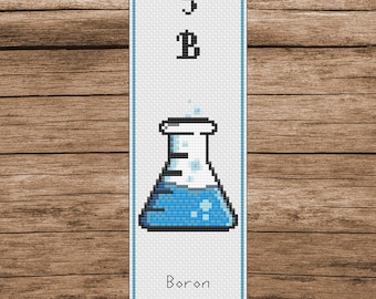 Boron Erlenmeyer Flask Bookmark Cross Stitch Pattern: Periodic Table Desig (PDF Download)