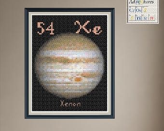 Xenon Jupiter Cross Stitch Pattern: Periodic Table Design (PDF Download)