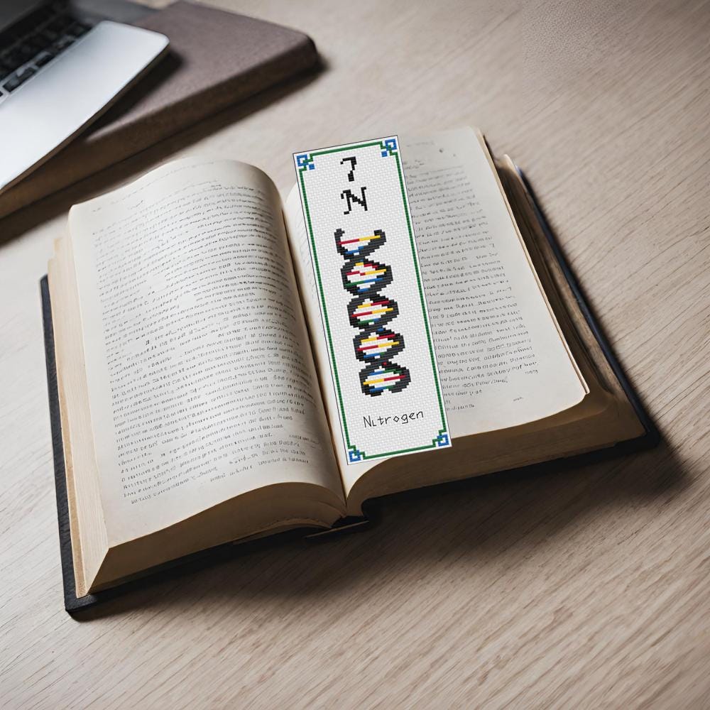 Nitrogen DNA Bookmark Cross Stitch Pattern: Periodic Table Design (PDF ...