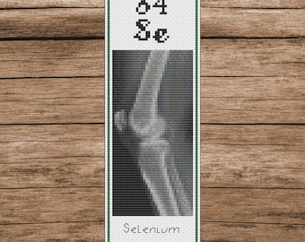 Selenium Knee X-Ray Bookmark Cross Stitch Pattern: Periodic Table Design (PDF Download)