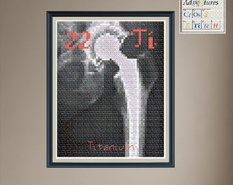 Titanium Hip Replacement Cross Stitch Pattern: Periodic Table Design (PDF Download)