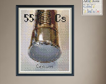 Cesium Photomultiplier Tube Cross Stitch Pattern: Periodic Table Design (PDF Download)