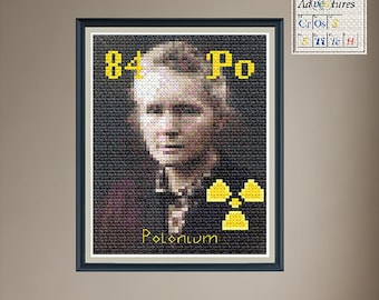 Polonium Marie Curie Cross Stitch Pattern: Periodic Table Design (PDF Download)