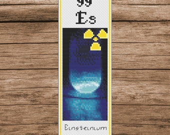 Einsteinium Glowing Sample Bookmark Cross Stitch Pattern: Periodic Table Design (PDF Download)