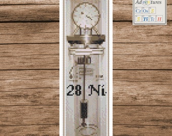 Nickel Riefler Clock Bookmark Cross Stitch Pattern: Periodic Table Design (PDF Download)