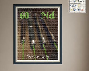 Neodymium Green Lasers Cross Stitch Pattern: Periodic Table Design (PDF Download)