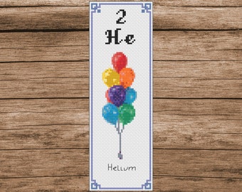 Helium Rainbow Balloons Bookmark Cross Stitch Pattern: Periodic Table Design (PDF Download)