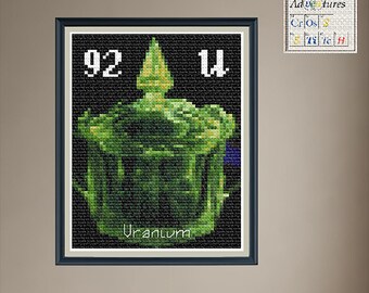 Uranium Glass Cross Stitch Pattern: Periodic Table Design (PDF Download)