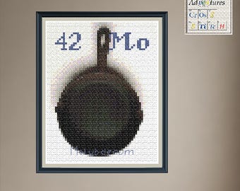 Molybdenum Cast Iron Skillet Cross Stitch Pattern: Periodic Table Design (PDF Download)