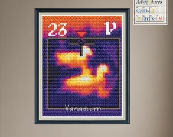 Vanadium Thermal Ducks Cross Stitch Pattern: Periodic Table Design (PDF Download)