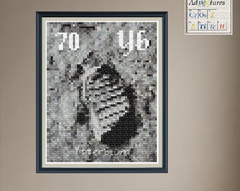 Ytterbium Apollo 11 Bootprint Cross Stitch Pattern: Periodic Table Design (PDF Download)