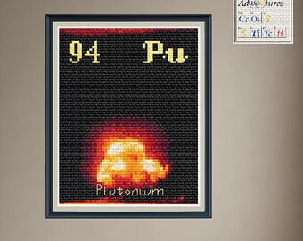 Plutonium Trinity Test Cross Stitch Pattern: Periodic Table Design (PDF Download)