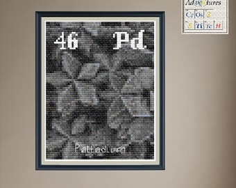 Palladium Nanostars Cross Stitch Pattern: Periodic Table Design (PDF Download)