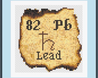 Lead Alchemy Cross Stitch Pattern | Lead Periodic Table Square Cross Stitch Pattern | PDF Download