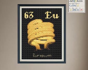 Europium Compact Fluorescent Light Bulb Cross Stitch Pattern: Periodic Table Design (PDF Download)