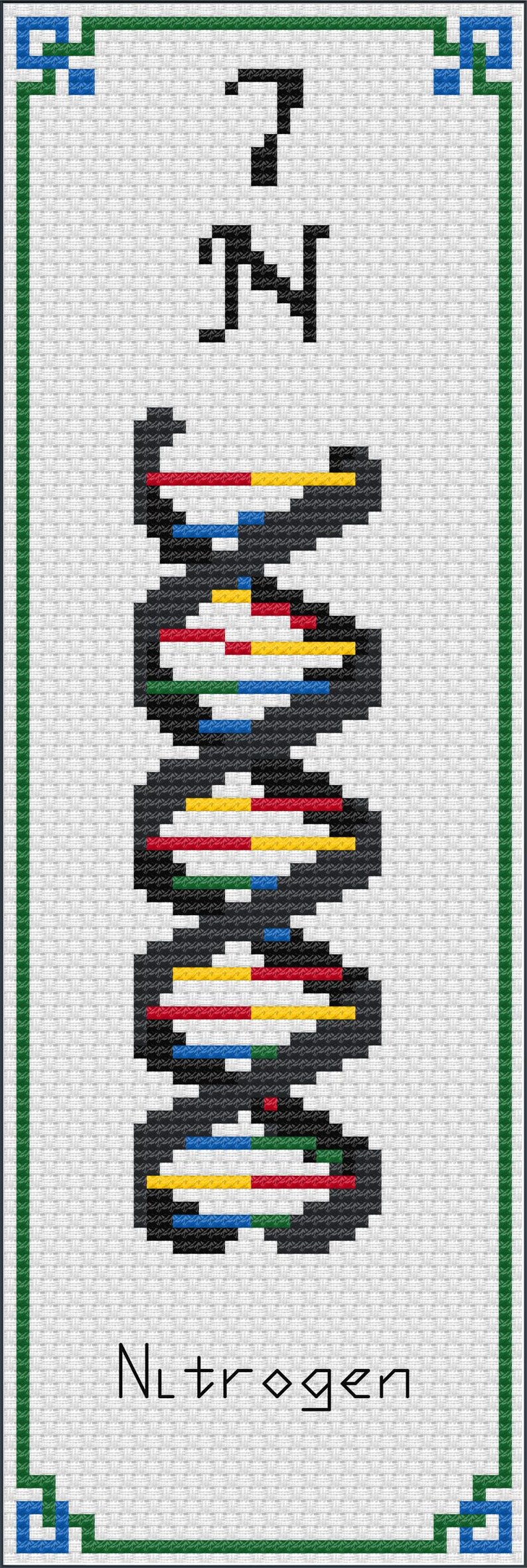 Nitrogen DNA Bookmark Cross Stitch Pattern: Periodic Table Design (PDF ...