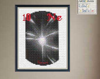 Neon Discovery of Neon Isotopes Cross Stitch Pattern: Periodic Table Design (PDF Download)