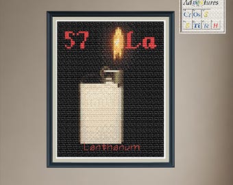 Lanthanum Lighter Cross Stitch Pattern: Periodic Table Design (PDF Download)