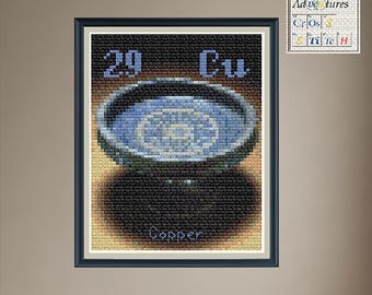 Padrão de Ponto Cruz Azul Egípcio Cobre: ​​Desenho da Tabela Periódica (Download em PDF)