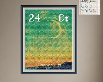 Padrão de Ponto Cruz Lua Crescente Van Gogh em Cromo: Desenho da Tabela Periódica (Download em PDF)