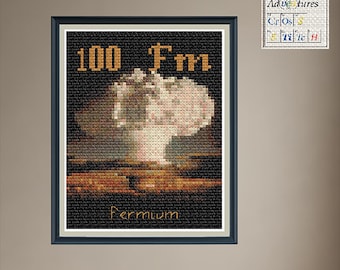 Padrão de Ponto Cruz Fermium Ivy Mike Cloud: Desenho da Tabela Periódica (Download em PDF)