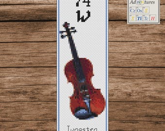 Tungsten Violin Bookmark Cross Stitch Pattern: Periodic Table Design (PDF Download)