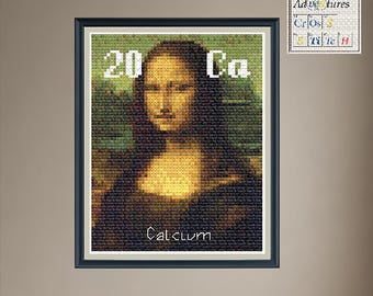Calcium Mona Lisa Cross Stitch Pattern: Periodic Table Design (PDF Download)