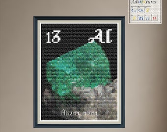 Padrão de Ponto Cruz em Esmeralda de Alumínio: Desenho da Tabela Periódica (Download em PDF)