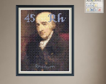Rhodium William Hyde Wollaston Cross Stitch Pattern: Periodic Table Design (PDF Download)