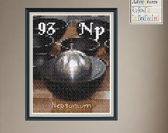 Neptunium Sphere Cross Stitch Pattern: Periodic Table Design (PDF Download)