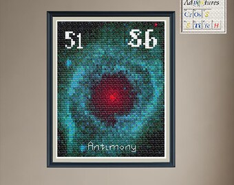 Padrão de ponto cruz da Nebulosa Hélice de Antimônio no Infravermelho: Desenho da Tabela Periódica (Download em PDF)