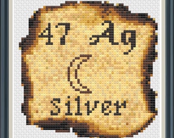 Silver Alchemy Cross Stitch Pattern 1 | Silver Periodic Table Square Cross Stitch Pattern | PDF Download