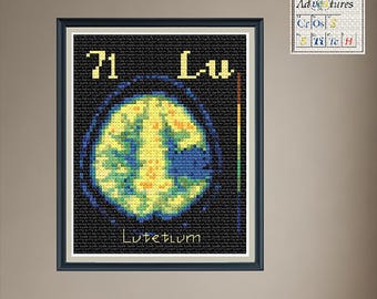Lutetium PET Scan Cross Stitch Pattern: Periodic Table Design (PDF Download)