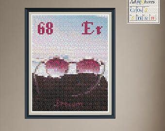 Erbium Pink Sunglasses Cross Stitch Pattern: Periodic Table Design (PDF Download)