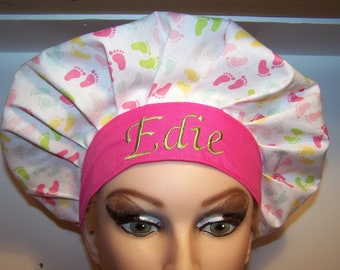 Personalized Bouffant Surgical Scrub Hat - adjustable
