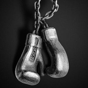 Oxidized Silver Boxing Glove Necklace, Personalized Fighter Pendant, 925 Sterling Silver Mens Gloves Gift for Men, Boxing Sports Necklace