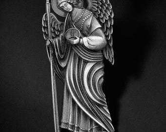 Sterling Silver Saint Raphael Pendant – Guardian Angel Necklace