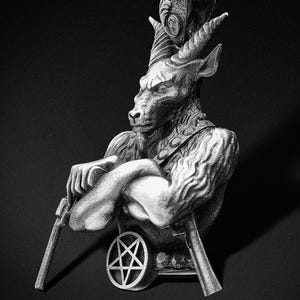 Baphomet Silver Pendant, Satanic Gothic Pagan Necklace Jewelry Lucifer Sterling Silver Necklace Gift for Him Devil  Demon Pentagram Charm