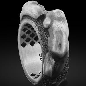 Handmade Woman Body Art Ring, Girl Statue Ring, Unusual Jewelry Gift, Sculpture Goddess Ring Female Silhouette Big Artistic Body Beauty Band