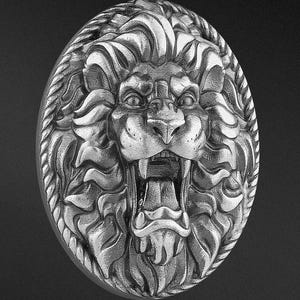 Wild Lion Silver Men Necklace African Lion Charm with Chain 925 Sterling Silver Handmade Lion Head Necklace Best Friend Lion Jewelry for Men