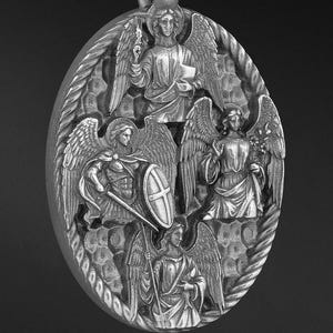 St Michael Archangel Necklace Four Archangel Handmade Religious Pendant for Men 925 Sterling Silver Shield Protection Jewelry Religious Gift
