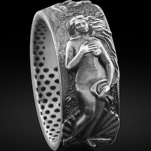 Aphrodite Goddess Venus Silver Ring Face of Aphrodite Pinky Rings For Women Greek Mythology Ring Cool Birth Of Venus Ring in Sterling Gift
