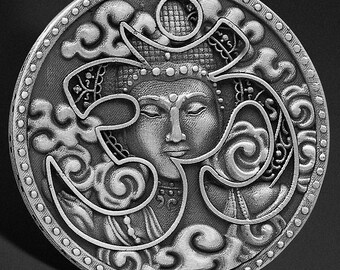 Sterling Silver Buddha Ohm Pendant, Handmade Yoga Necklace