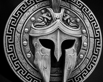 Silver Spartan Warrior Pendant, Ancient Greek Mythology Necklace, Men Shield Jewelry Gift For Him Birthday Accessory Sterling Handmade Charm